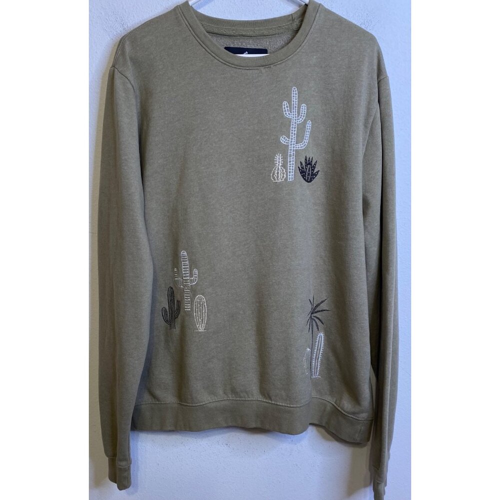 BLIND ROOSTER Embroidered Cactus Succulent Long Sleeve Sweatshirt Shirt Size XL